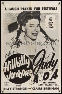 9e484 HILLBILLY JAMBOREE 1sh '60 original zany hillbilly gal Judy Canova w/the Corn Fed Clown!