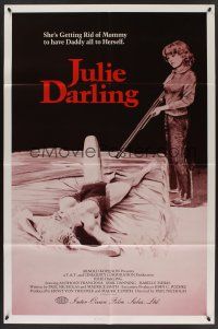 9e529 JULIE DARLING 1sh '83 violent artwork of little girl about to shoot sexy mother in bed!