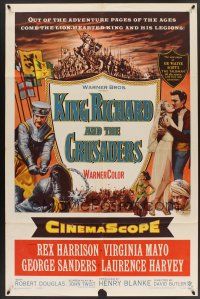 9e540 KING RICHARD & THE CRUSADERS 1sh '54 Rex Harrison, Virginia Mayo, George Sanders!