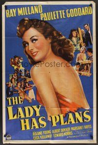 9e548 LADY HAS PLANS style A 1sh '42 great art of sexy Paulette Goddard!