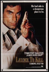 9e561 LICENCE TO KILL teaser 1sh '89 Timothy Dalton as James Bond, he's out for revenge!
