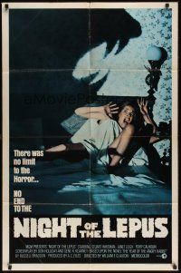 9e672 NIGHT OF THE LEPUS int'l 1sh '72 cool shadowy monster art, there was no limit to the horror!