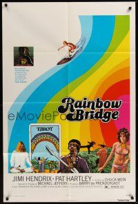 9e741 RAINBOW BRIDGE 1sh '72 Jimi Hendrix, wild psychedelic surfing & tarot card image!