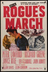 9e761 ROGUE'S MARCH 1sh '52 Peter Lawford, Janice Rule & Richard Greene in a land of mystery!