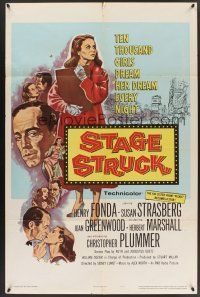 9e829 STAGE STRUCK 1sh '58 Henry Fonda, Susan Strasberg, directed by Sidney Lumet!