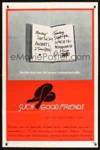 9e855 SUCH GOOD FRIENDS 1sh '72 Otto Preminger, image of little black book, Saul Bass art!