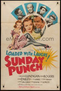 9e861 SUNDAY PUNCH 1sh '42 art of boxer William Lundigan and super sexy Jean Rogers!