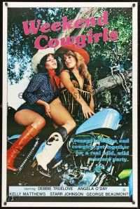 9e960 WEEKEND COWGIRLS 1sh '83 Ray Dennis Steckler, Debbie Truelove, sexy girls on Harley!