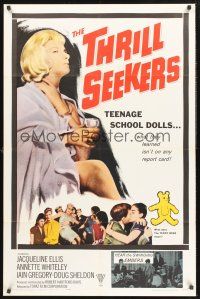 9e994 YELLOW TEDDYBEARS 1sh '64 Thrill Seekers, teen doll, what they learned isn't on report card