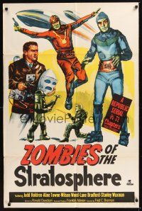 9e999 ZOMBIES OF THE STRATOSPHERE 1sh '52 Republic serial, great art of aliens with guns!