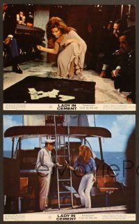 9f458 LADY IN CEMENT 4 color 8x10 stills '68 Frank Sinatra & sexy Raquel Welch shooting craps!
