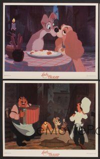 9f355 LADY & THE TRAMP 8 8x10 mini LCs R86 Walt Disney romantic canine dog classic cartoon!