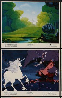 9f356 LAST UNICORN 8 8x10 mini LCs '82 fantasy cartoon images with unicorn & giant flaming bull!