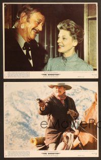 9f386 SHOOTIST 8 8x10 mini LCs '76 cowboy John Wayne, James Stewart, Lauren Bacall, Don Siegel