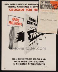 9g028 LOT OF 2 RADIO FREE EUROPE ITEMS '50s sign the Freedom Scroll to help victims of Communism!