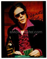 9g068 BENICIO DEL TORO signed color 8x10 REPRO still '01 close up playing poker & drinking booze!