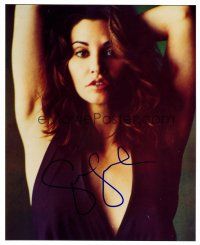 9g080 GINA GERSHON signed color 8x10 REPRO still '02 sexiest close up in low-cut dress!