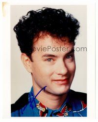 9g111 TOM HANKS signed color 8x10 REPRO still '00s great young head & shoulders portrait from Big!