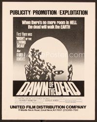 9g284 DAWN OF THE DEAD pressbook '79 George Romero, there's no more room in HELL for the dead!