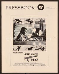 9g338 McQ pressbook '74 John Sturges, John Wayne is a busted cop with an unlicensed gun!