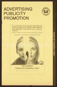 9g346 PUZZLE OF A DOWNFALL CHILD pressbook '71 Faye Dunaway, Viveca Lindfors, Roy Scheider