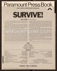 9g374 SURVIVE pressbook '76 Rene Cardona's Supervivientes de los Andes, true cannibalism story!