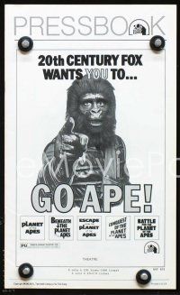9g304 GO APE pressbook '74 5-bill Planet of the Apes, wonderful Uncle Sam parody art!