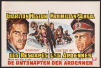 9h412 COUNTERPOINT Belgian '68 cool different artwork of Charlton Heston & Maximilian Schell!