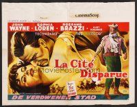 9h461 LEGEND OF THE LOST Belgian '57 romantic art of John Wayne tangling with sexiest Sophia Loren!