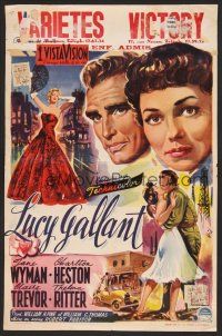 9h464 LUCY GALLANT Belgian '55 different Wik art of Jane Wyman, Charlton Heston!