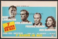 9h505 SEVEN DAYS IN MAY Belgian '64 Burt Lancaster, Kirk Douglas, Fredric March & Ava Gardner!