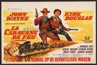 9h520 WAR WAGON Belgian '67 cowboys John Wayne & Kirk Douglas, western armored stagecoach artwork!