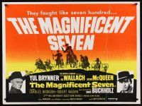 9h081 MAGNIFICENT SEVEN British quad R70s Yul Brynner & McQueen, John Sturges' 7 Samurai western!