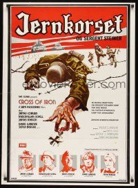 9h639 CROSS OF IRON Danish '77 Sam Peckinpah, art of fallen World War II Nazi soldier!