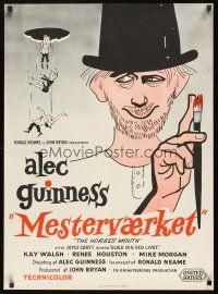 9h662 HORSE'S MOUTH Danish '59 great artwork of Alec Guinness, the man's a genius!