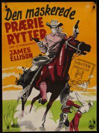 9h674 LAST OF THE WILD HORSES Danish '51 Lundvald art of cowboy James Ellison, Mary Beth Hughes!
