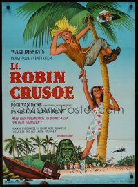 9h681 LT. ROBIN CRUSOE, U.S.N. Danish '66 Disney, cool art of Dick Van Dyke w/Nancy Kwan!