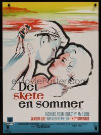 9h743 SUMMER PLACE Danish '60 Sandra Dee & Troy Donahue, young lovers classic, art by Stilling!