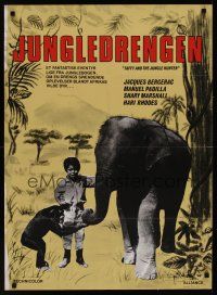 9h745 TAFFY & THE JUNGLE HUNTER Danish '65 Jacques Bergerac, great art of boy with baby elephant!