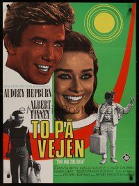 9h762 TWO FOR THE ROAD Danish '67 different art of Audrey Hepburn & Albert Finney, Stanley Donen!