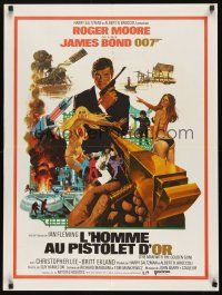 9h123 MAN WITH THE GOLDEN GUN French 23x32 '74 art of Roger Moore as James Bond by Robert McGinnis!