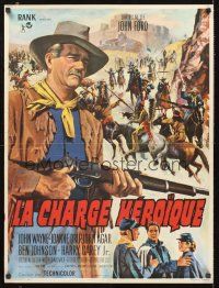 9h131 SHE WORE A YELLOW RIBBON French 23x32 R63 Mascii art of John Wayne in western action!