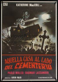 9h148 HOUSE BY THE CEMETERY Italian 1sh '84 Lucio Fulci directed, Sciotti horror art!