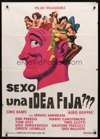 9h151 SEX IN THE HEAD Italian 1sh '74 Sesso in Testa, Pilar Velasquez, wild sexy art!
