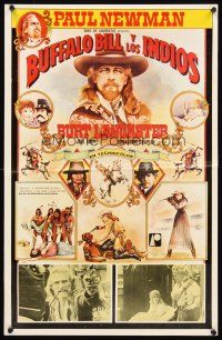 9h102 BUFFALO BILL & THE INDIANS style 1 Mexican poster '76 Burt Lancaster, Paul Newman as Cody!