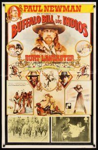 9h103 BUFFALO BILL & THE INDIANS style 2 Mexican poster '76 Burt Lancaster, Paul Newman as Cody!