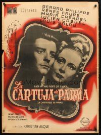 9h105 CHARTERHOUSE OF PARMA Mexican poster '48 Christian-Jaque, cool art of Renee Faure & Philipe!