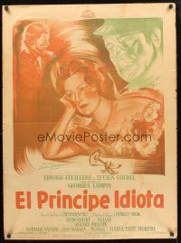 9h107 IDIOT Mexican poster '46 Georges Lampin's L'Idiot, Edwige Feuillere, Lucien Coedel