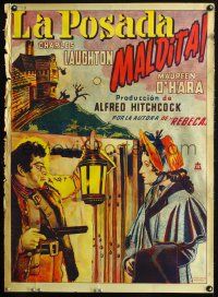 9h108 JAMAICA INN Mexican poster '39 Alfred Hitchcock, art of Laughton pointing gun at O'Hara