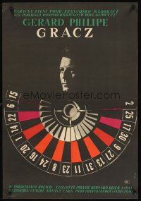 9h299 GAMBLER Polish 23x33 '58 Claude Autant-Lara's Le Joueur, Hibner art of roulette wheel!